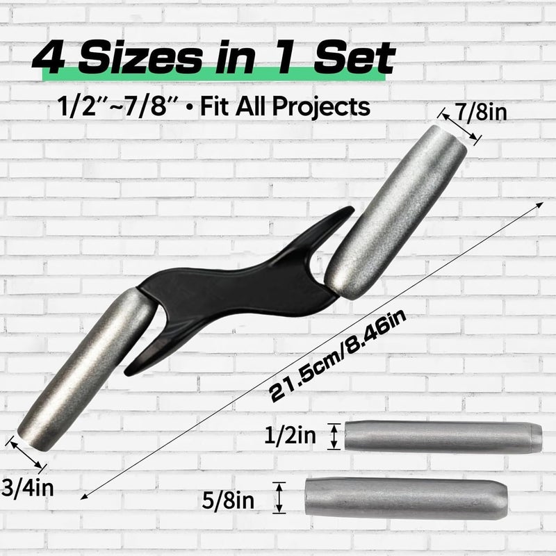 Bassadoro 4 Sizes Barrel Jointer with Storage Bag Masonry Brick Jointer Tool Steel Handle Lightweight Bricklaying Trowel Builder Tool for Wall Renovation Ceramic Tile 1/2in 5/8in 3/4in 7/8in (Black-without bag) - Image 4